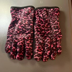 Pink fleece gloves
